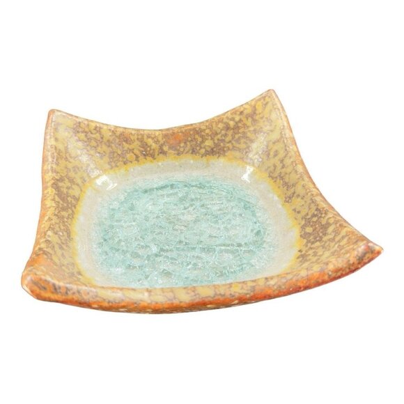 Hand Made Studio Art Pottery Dish Plate Crystalline Glass Glaze Stoneware Signed - Picture 9 of 11